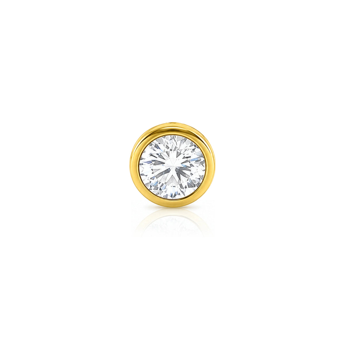 14K Yellow Gold CZ Bezel Set Straight Nose Pin
