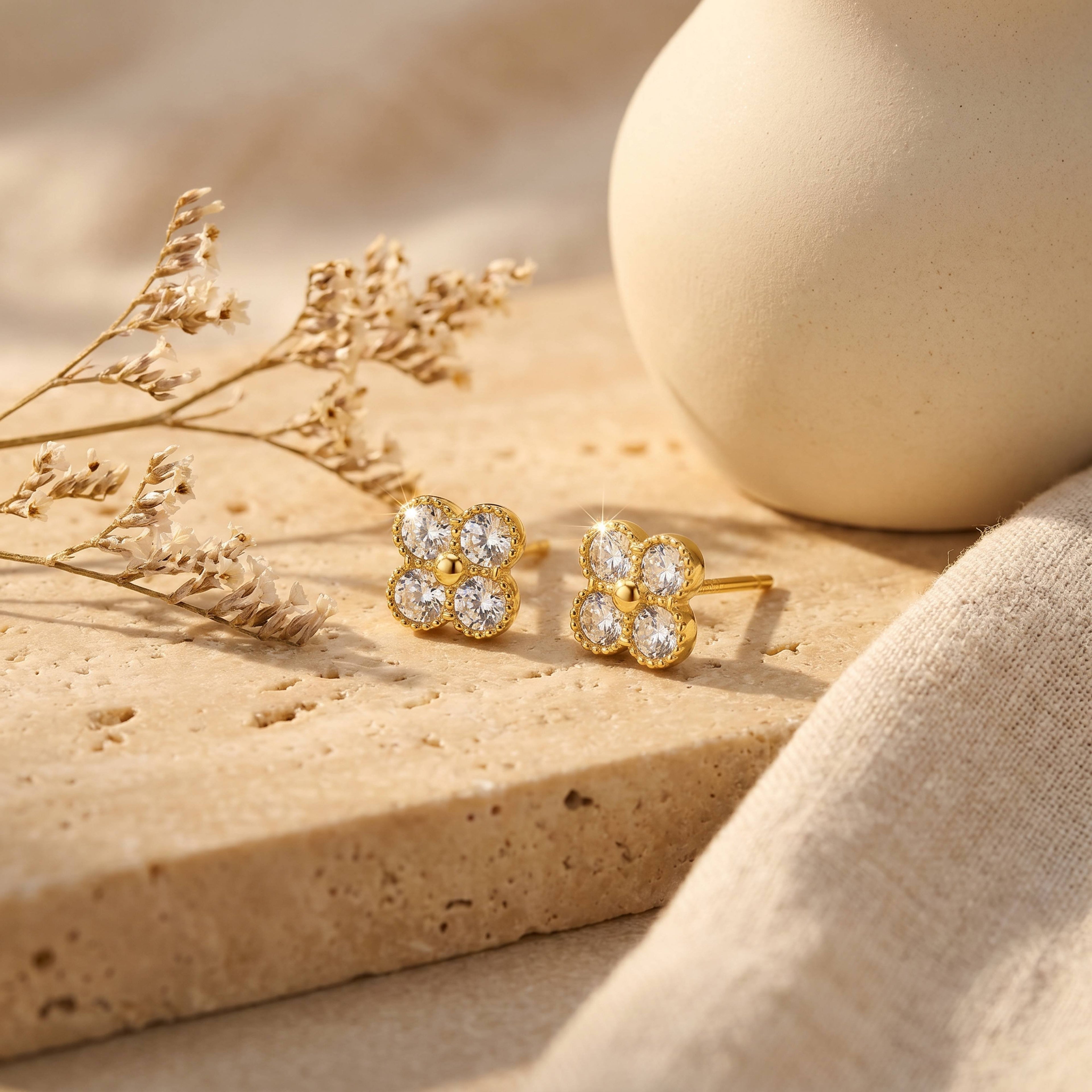 Clover Diamond Stud Earrings