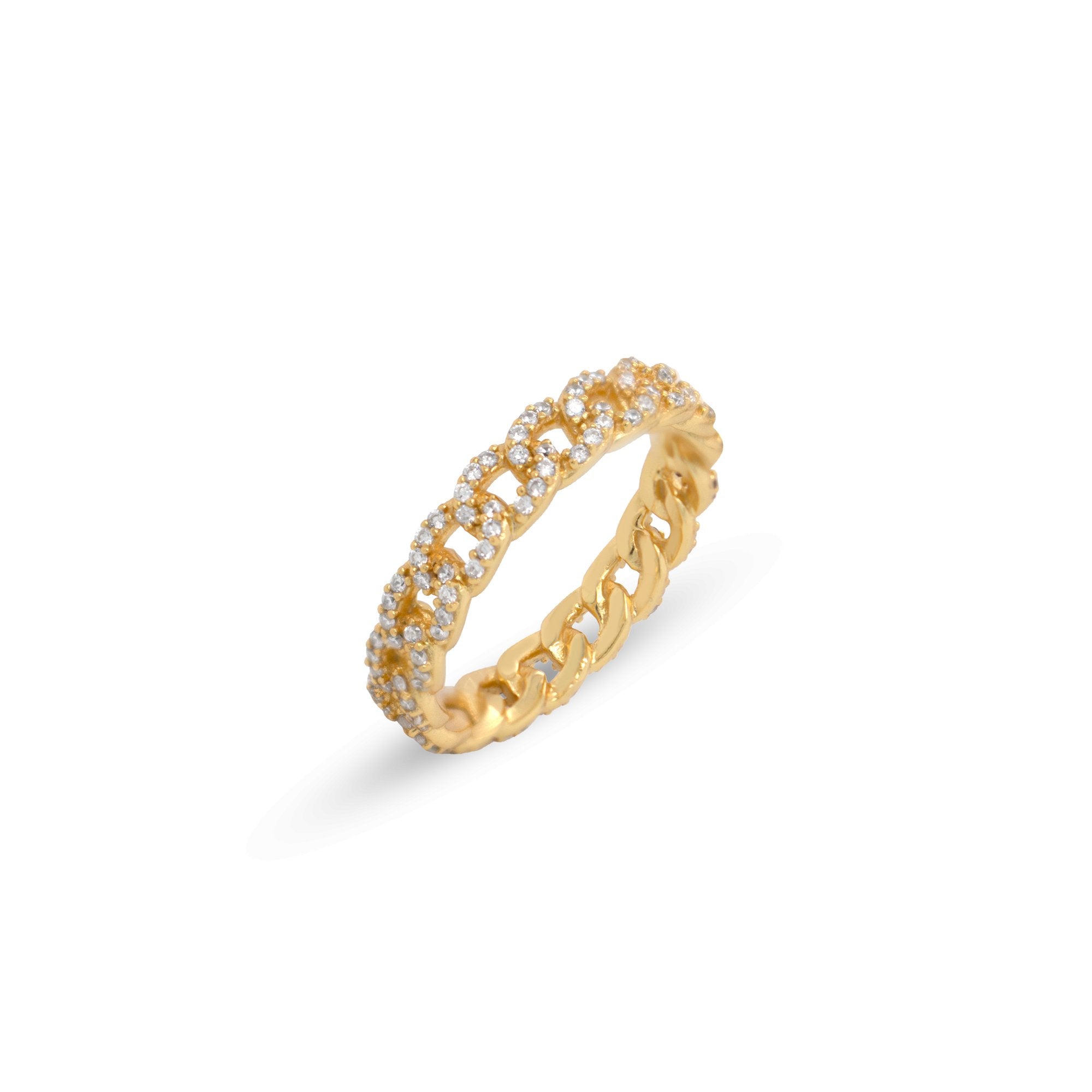 Gold Vermeil Diamond Pave Curb Link Band Ring