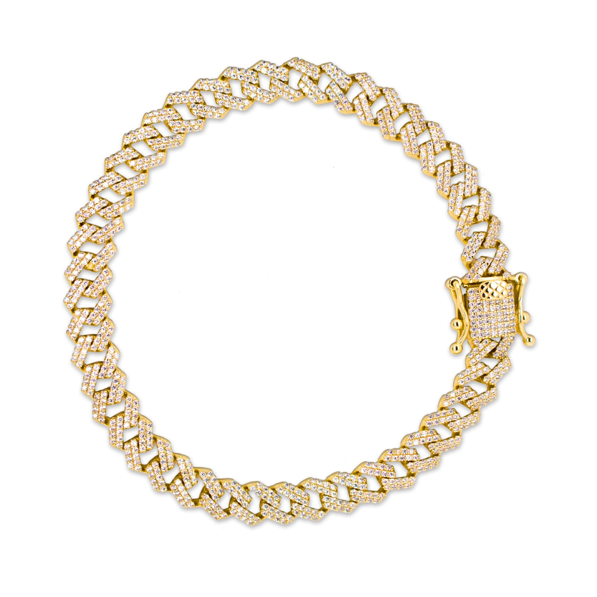 Gold Vermeil Diamond Pave Curb Bracelet 5mm