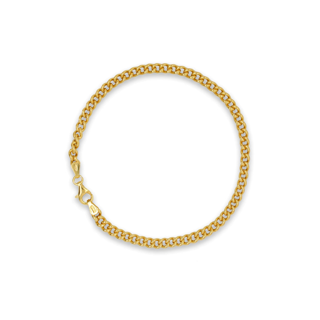 Gold Vermeil Thick Hollow Curb Chain Bracelet 3.7mm