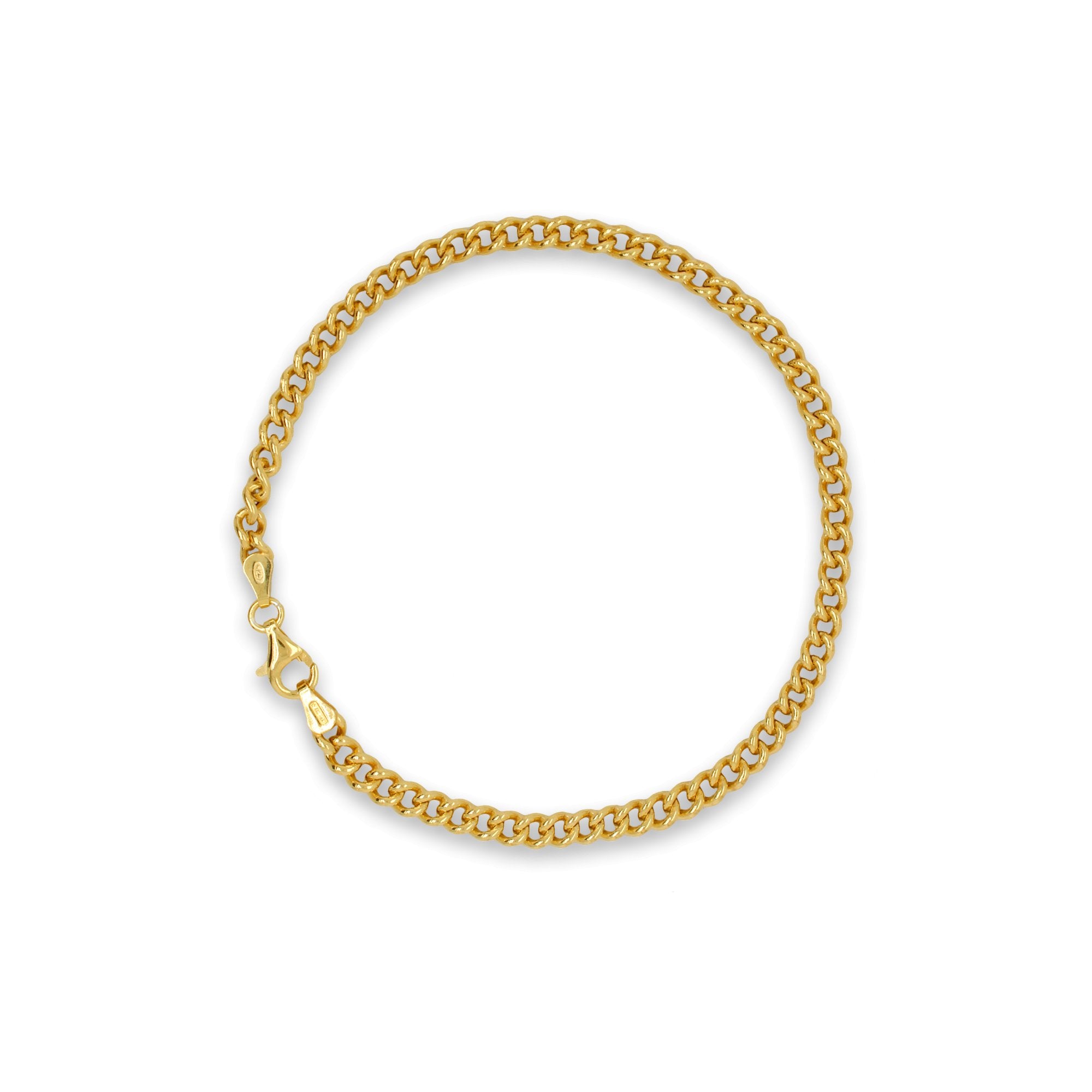 Gold Vermeil Thick Hollow Curb Chain Bracelet 3.7mm