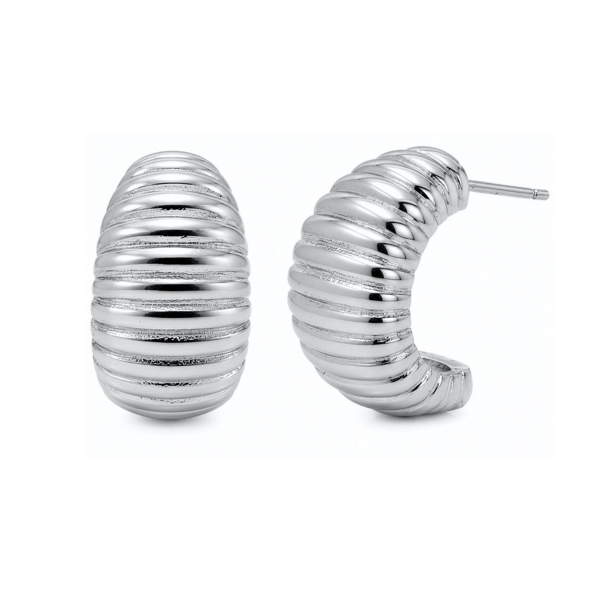 Premium Chunky Ribbed Dome Hoop Earrings