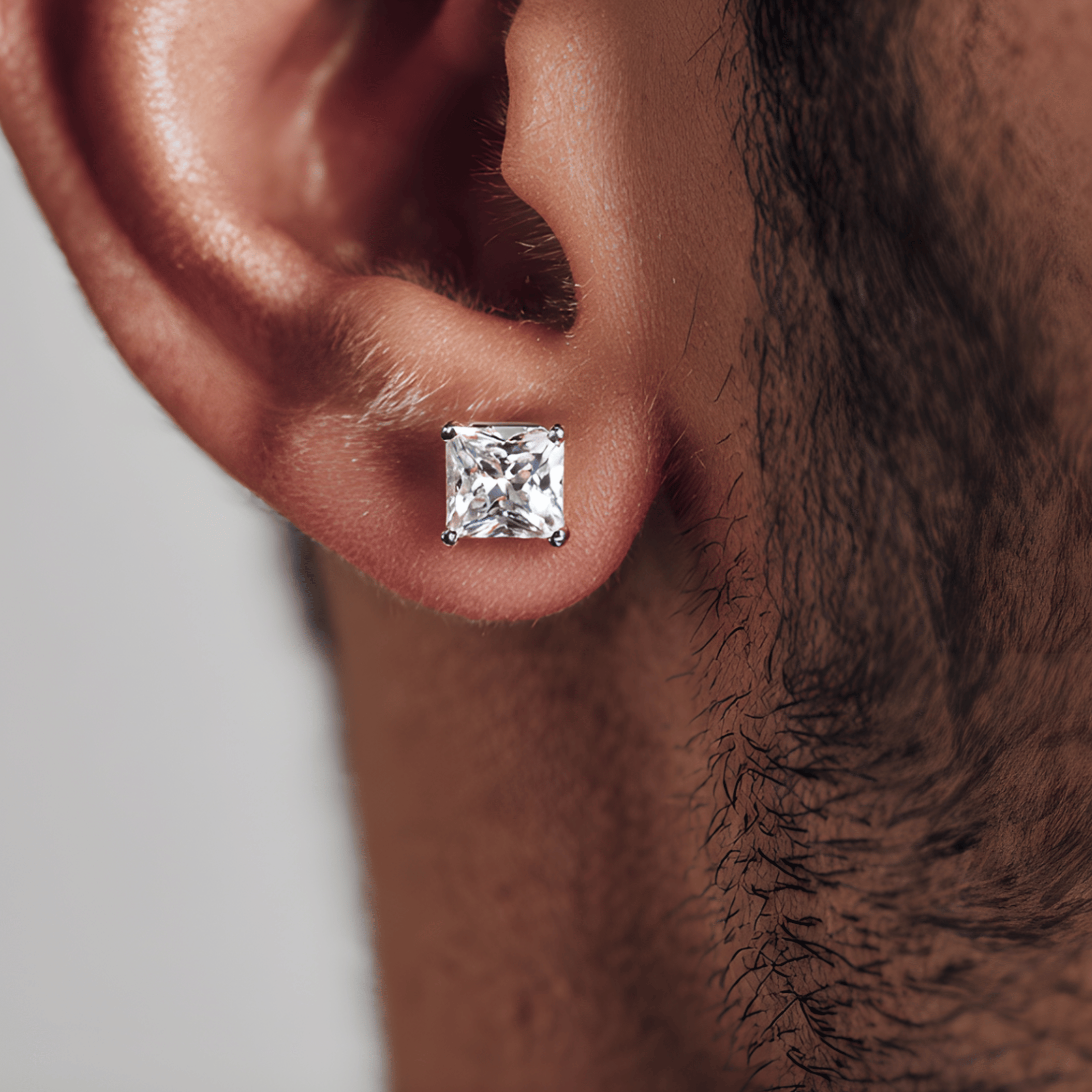 Square CZ Diamond Stud Earring