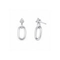 Sterling Silver CZ Dangling Ring Stud Earrings