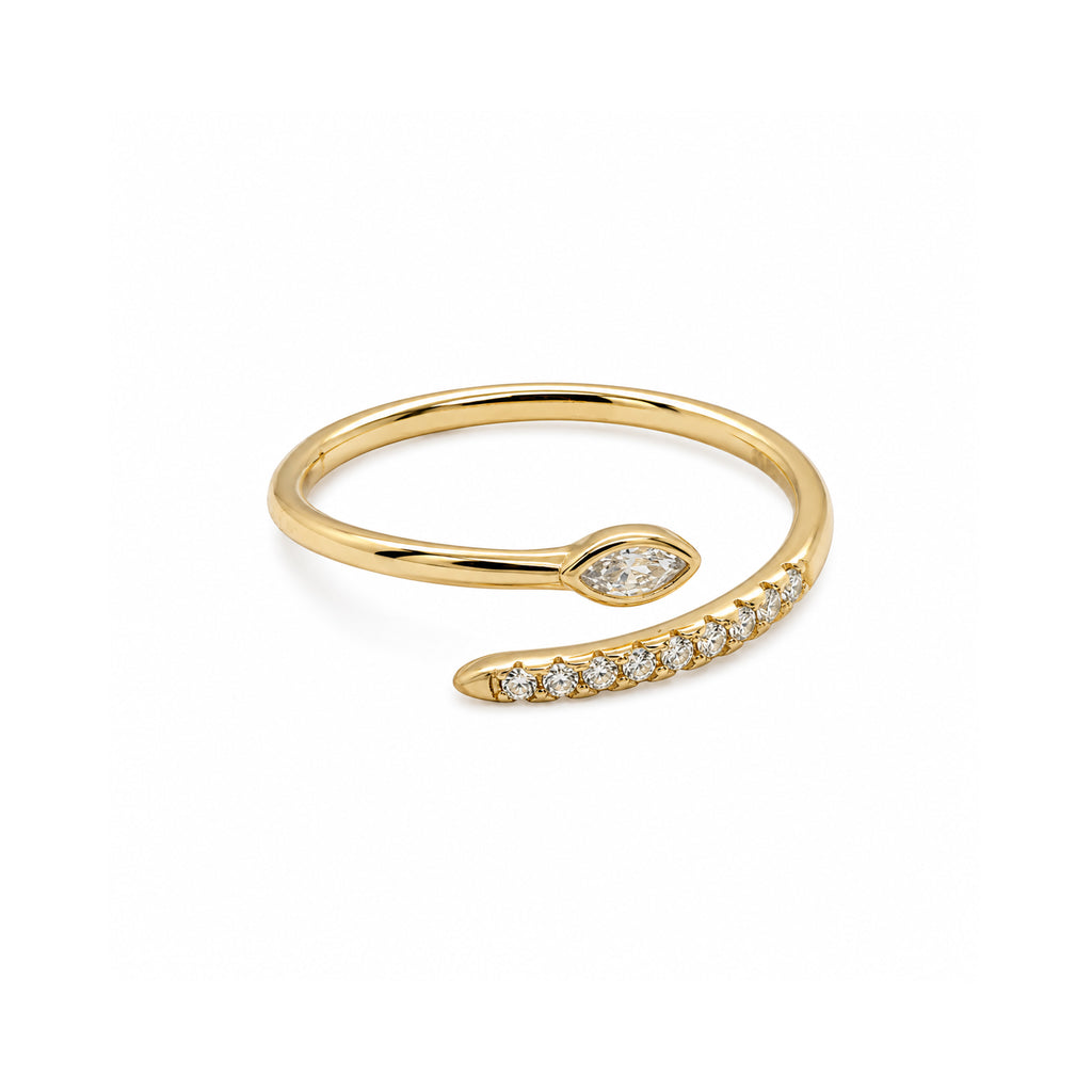 Sterling Silver CZ Pave Bypass Ring
