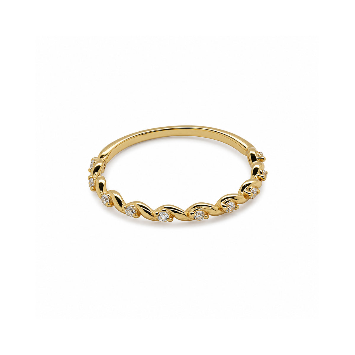 Sterling Silver Gold Vermeil CZ Stacking Ring