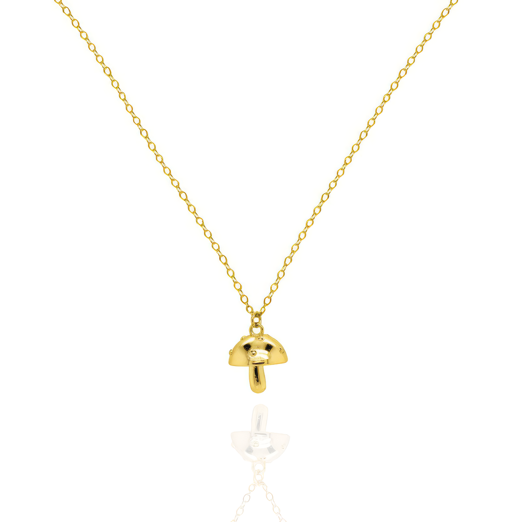 Sterling Silver Gold Vermeil 3D Mushroom Necklace