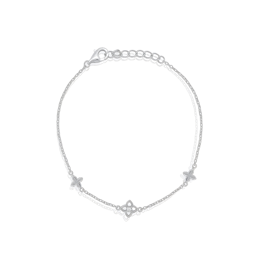 Sterling Silver Gold Vermeil CZ Cutout Clover Bracelet