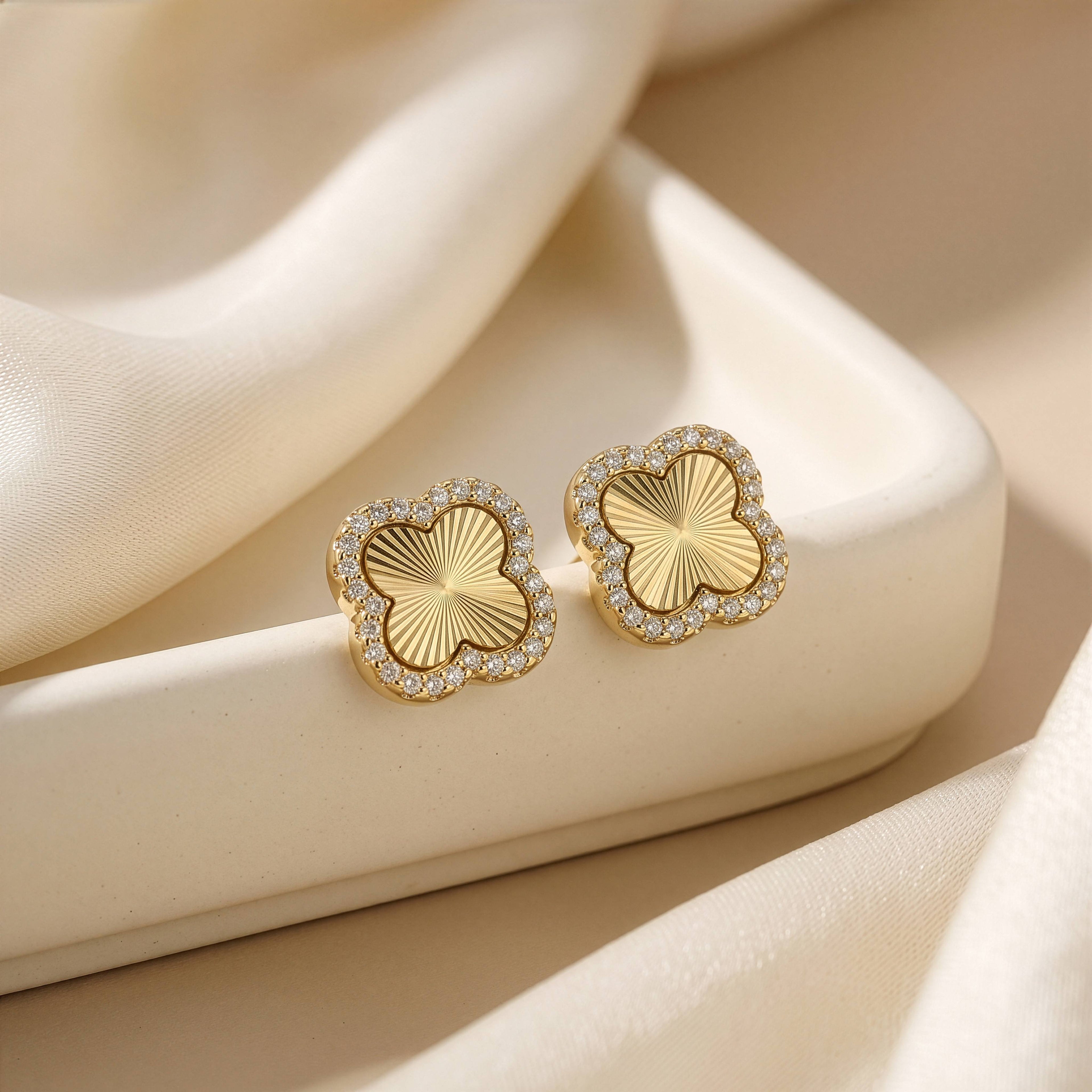 Clover Diamond Stud Earrings