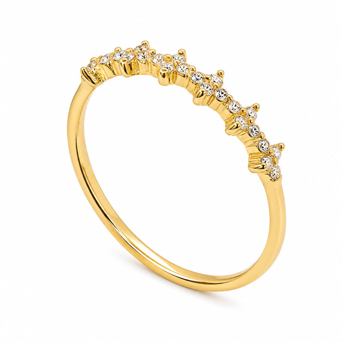 Sterling Silver Gold Vermeil CZ Flowers Stacking Ring