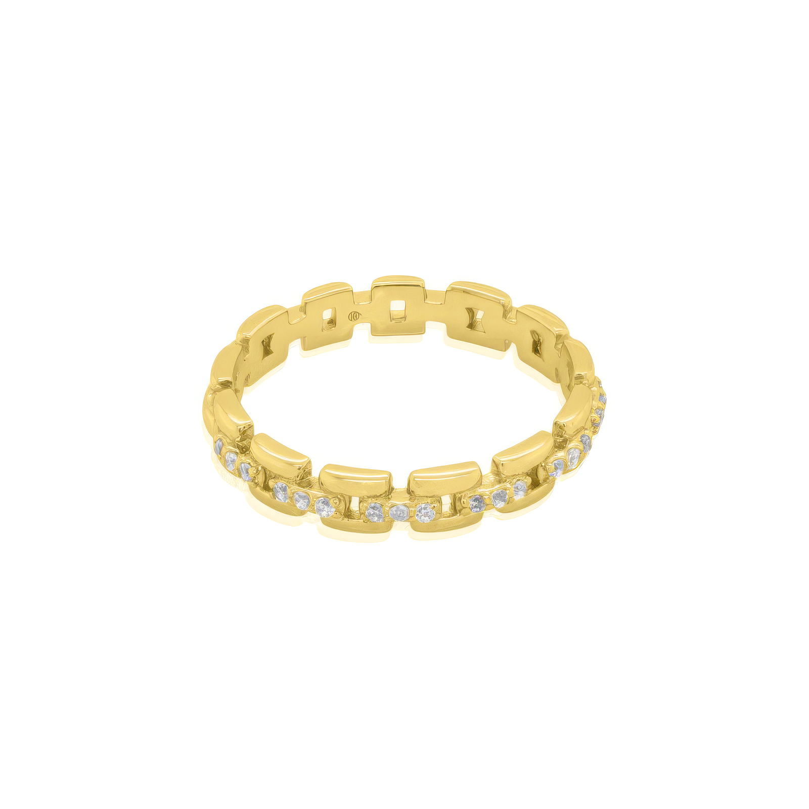 Sterling Silver Gold Vermeil CZ Link Ring