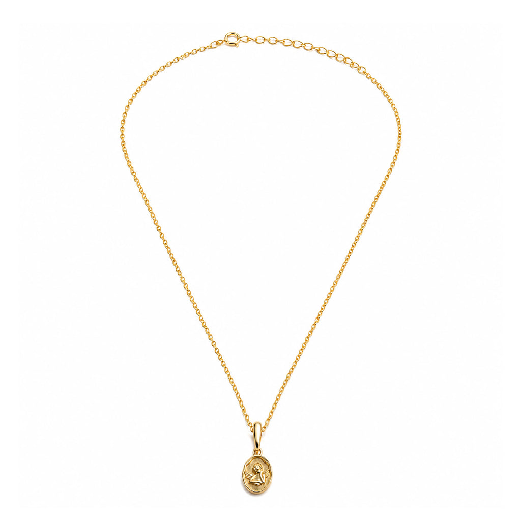 Sterling Silver Gold Vermeil Guardian Angel Charm Necklace