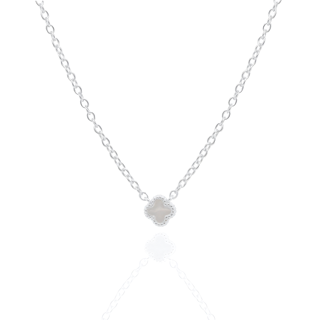 Sterling Silver Gold Vermeil Pearl Shell Clover Necklace