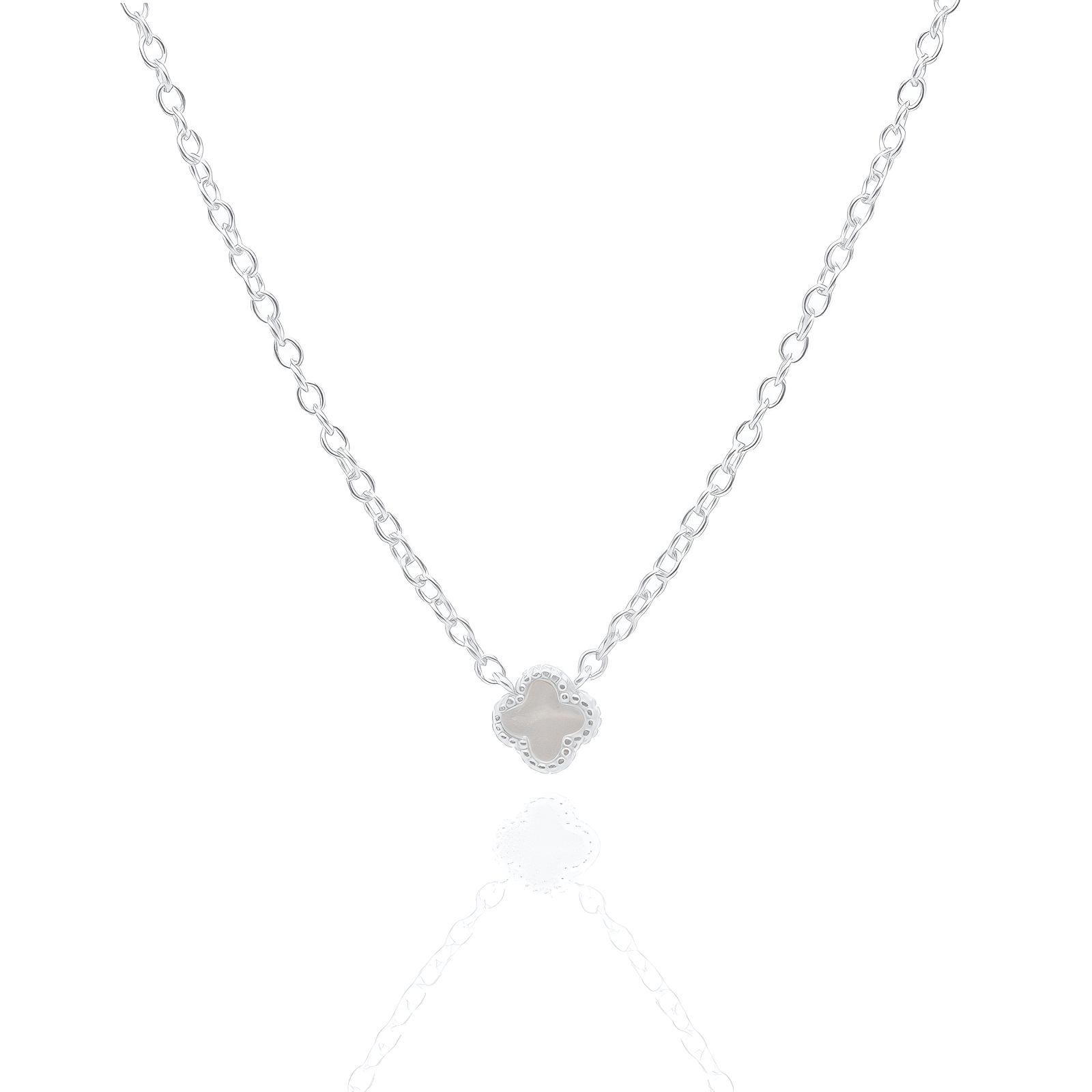 Sterling Silver Gold Vermeil Pearl Shell Clover Necklace