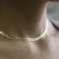 Sterling Silver Rhodium Plated Flat Curb 100 Choker 4mm