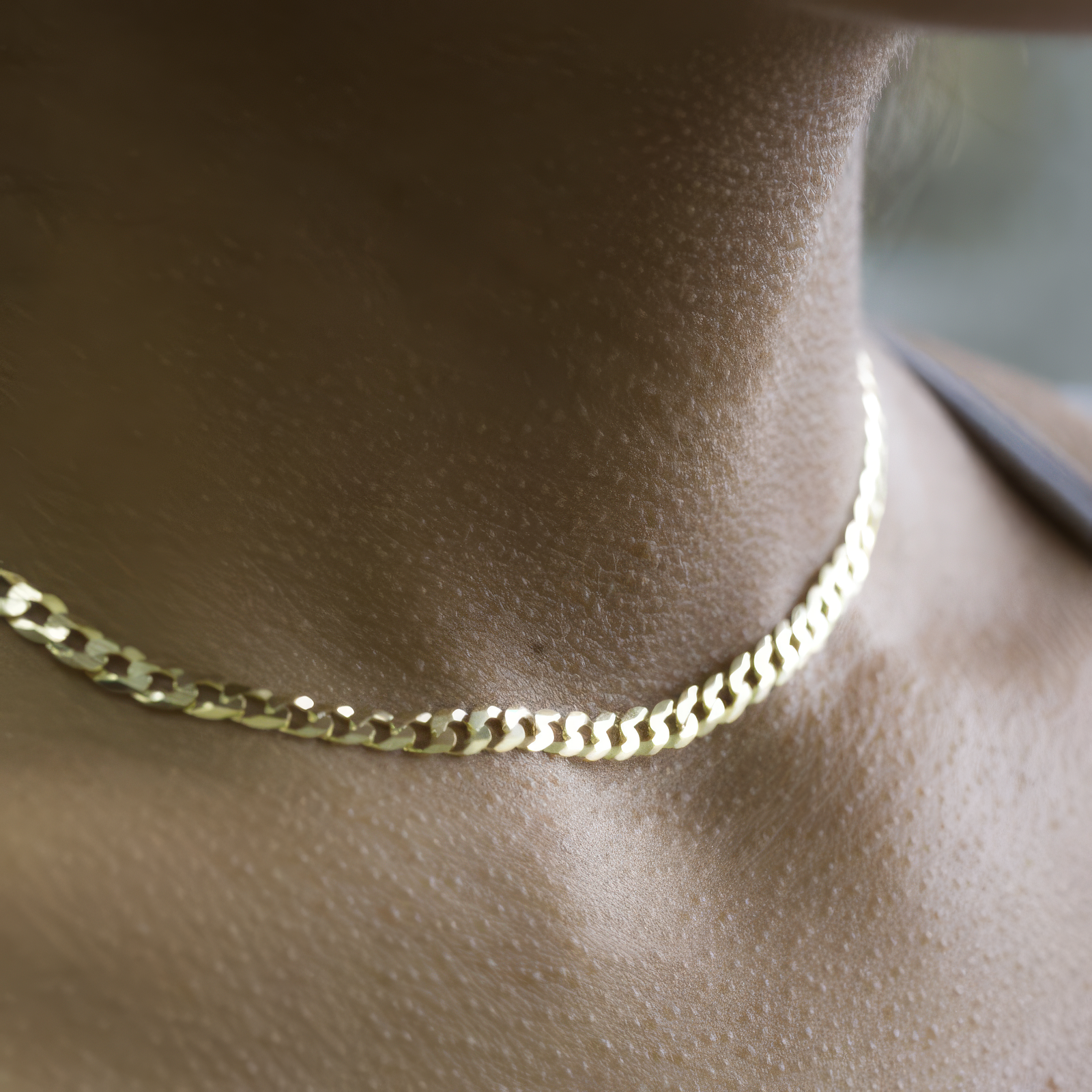 Sterling Silver Rhodium Plated Flat Curb 100 Choker 4mm