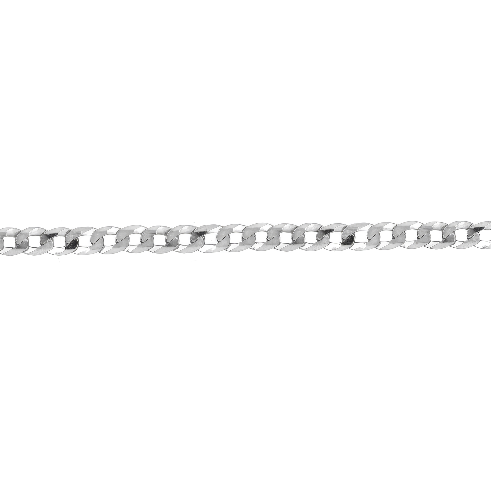 Sterling Silver Rhodium Plated Flat Curb 100 Choker 4mm
