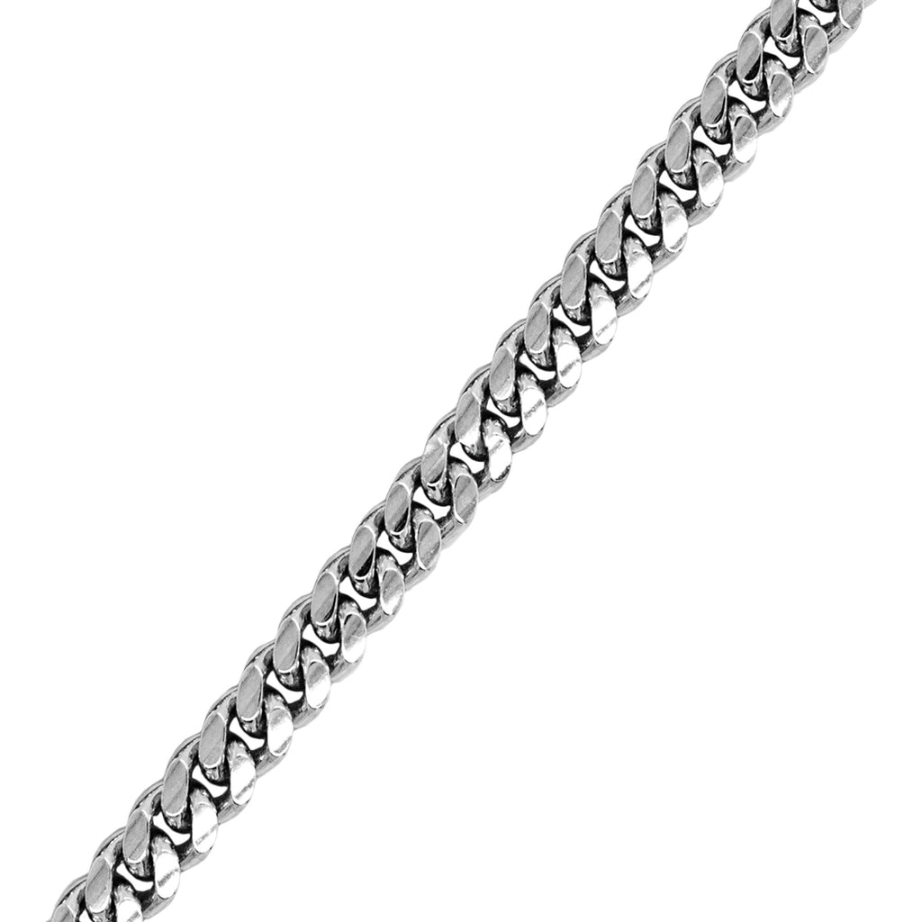 Sterling Silver Rhodium Plated Miami Cuban Curb Chain 7.7mm
