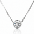 Sterling Silver Round Cut CZ Bezel Set Solitaire Necklace