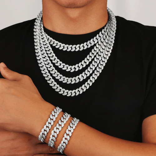 White Gold 12mm Iced Out Cuban Link Necklace